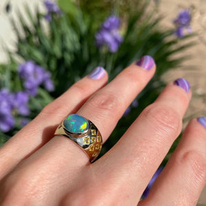 Magic Opal Lattice Ring